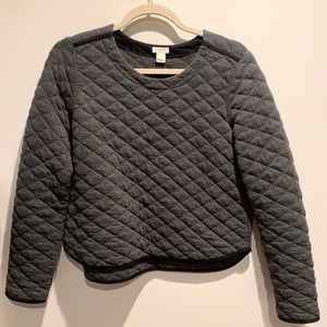 J Crew Grey Quilted Sweater